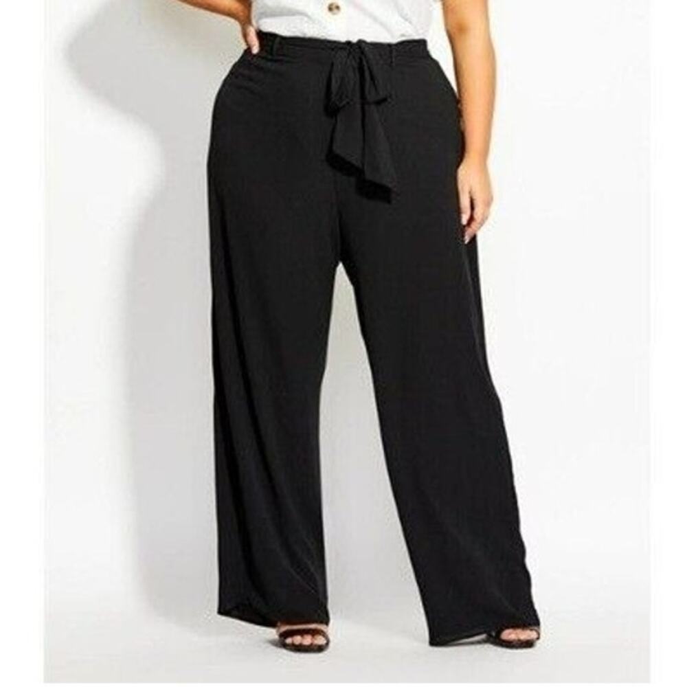 NWT City Chic Black Palazzo Pant With Tie 14 Plus